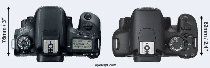 Compare 77D versus XSi top