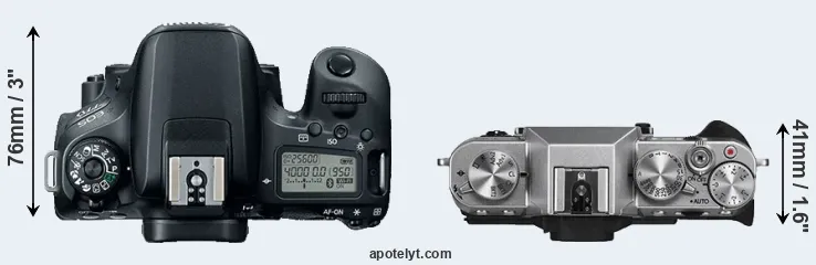 Compare 77D versus X-T10 top
