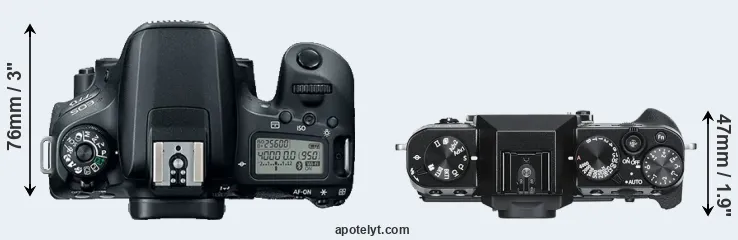 Compare 77D versus X-T30 top