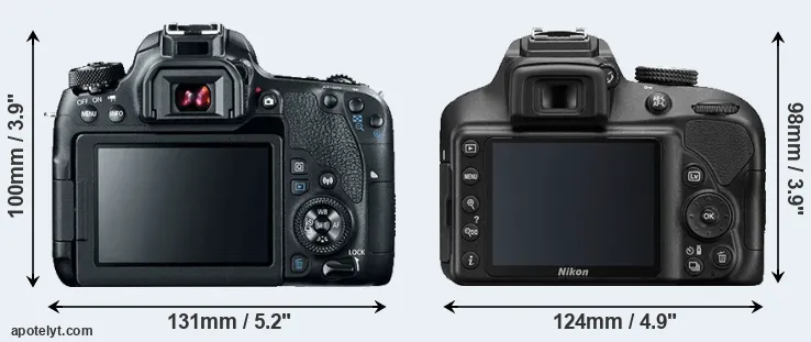 Comparison 77D or D3400 rear