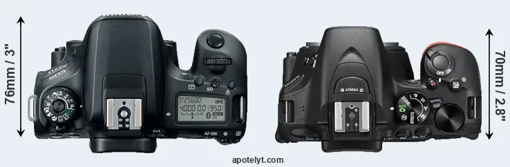 Compare 77D versus D5500 top