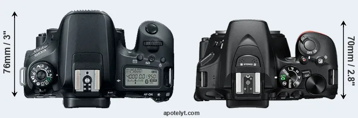 Compare 77D versus D5600 top