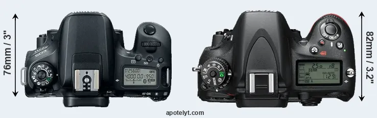 Compare 77D versus D610 top