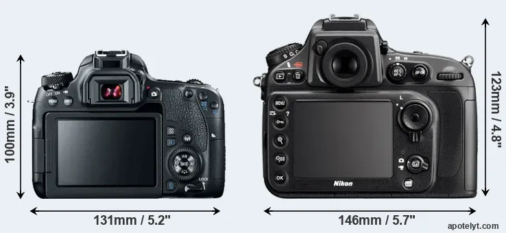 Comparison 77D or D800E rear