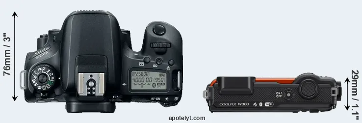 Compare 77D versus W300 top