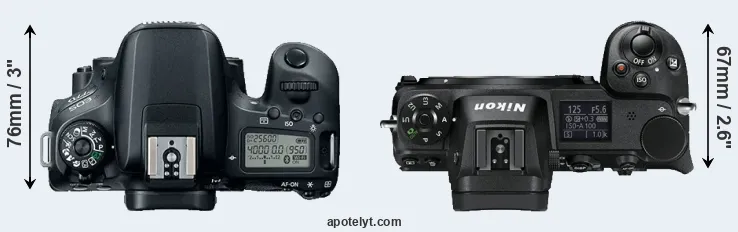 Compare 77D versus Z6 top