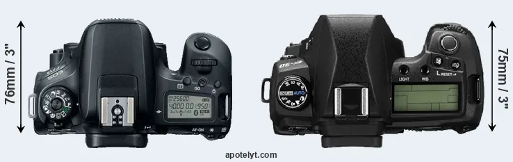 Compare 77D versus E-30 top