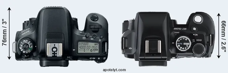 Compare 77D versus E-500 top