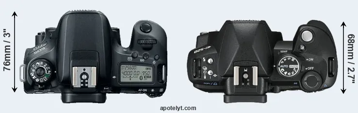 Compare 77D versus E-520 top