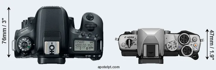 Compare 77D versus E-M10 II top