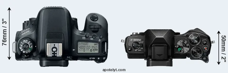 Compare 77D versus E-M10 III top
