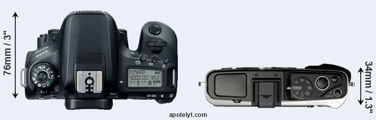 Compare 77D versus E-P3 top