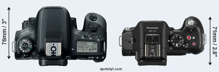 Compare 77D versus G5 top