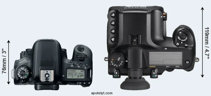 Compare 77D versus 645D top
