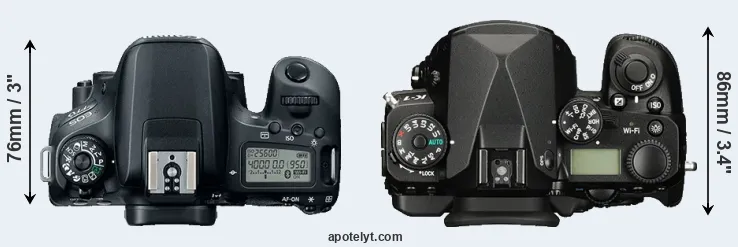 Compare 77D versus K-1 top