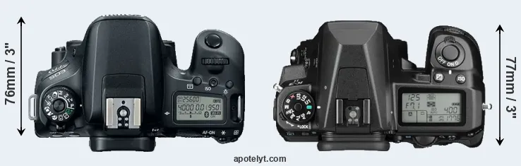 Compare 77D versus K-3 II top