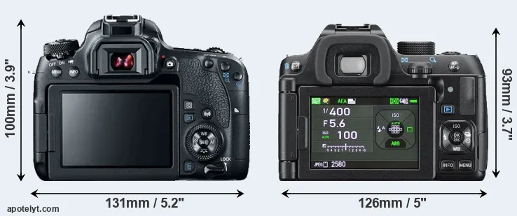 Comparison 77D or K-70 rear