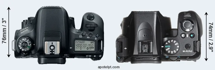 Compare 77D versus K-70 top
