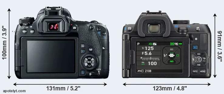 Comparison 77D or K-S2 rear
