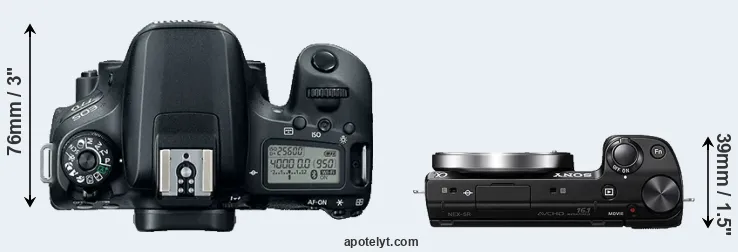 Compare 77D versus NEX-5R top