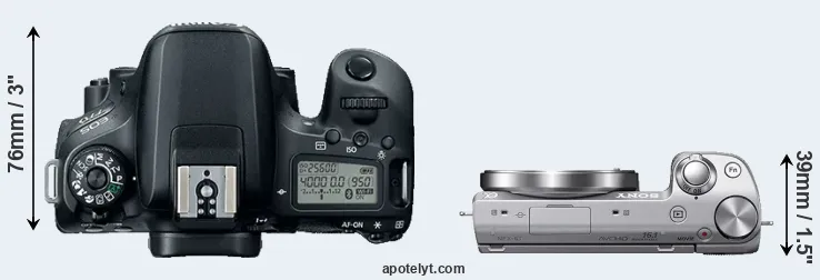 Compare 77D versus NEX-5T top