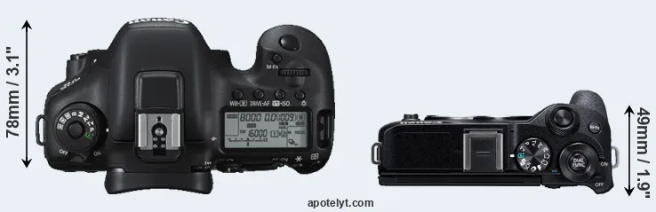 Compare 7D Mark II versus M6 Mark II top
