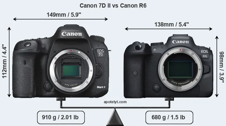 Size Canon 7D II vs Canon R6