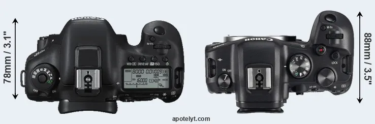 Compare 7D Mark II versus R6 top