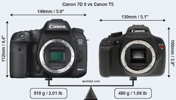 Size Canon 7D II vs Canon T5