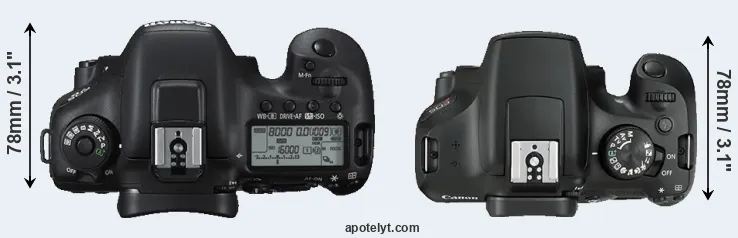 Compare 7D Mark II versus T6 top
