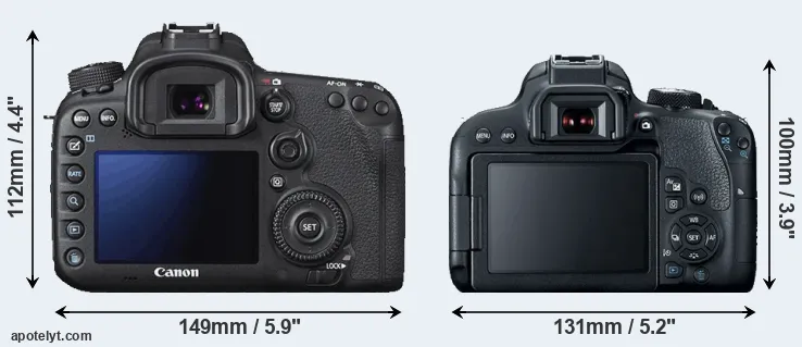 Comparison 7D Mark II or T7i rear