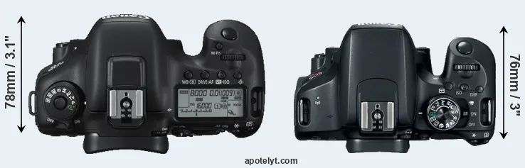 Compare 7D Mark II versus T7i top