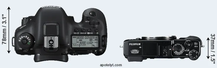 Compare 7D Mark II versus X-E2 top