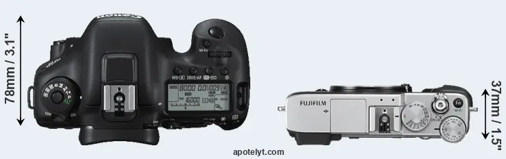 Compare 7D Mark II versus X-E2S top