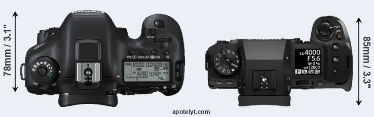 Compare 7D Mark II versus X-H2 top
