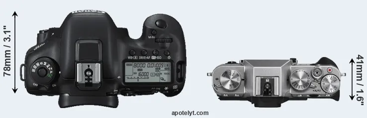 Compare 7D Mark II versus X-T10 top