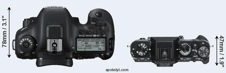 Compare 7D Mark II versus X-T30 top