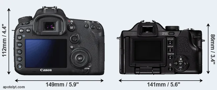 Comparison 7D Mark II or V-LUX 1 rear