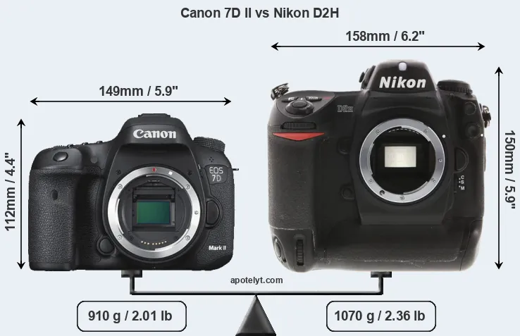 Size Canon 7D II vs Nikon D2H