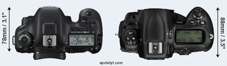 Compare 7D Mark II versus D3 top