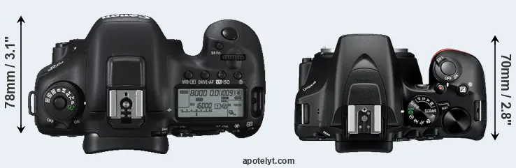 Compare 7D Mark II versus D3500 top