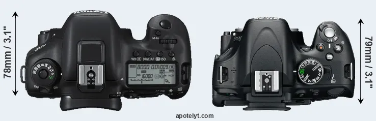 Compare 7D Mark II versus D5100 top