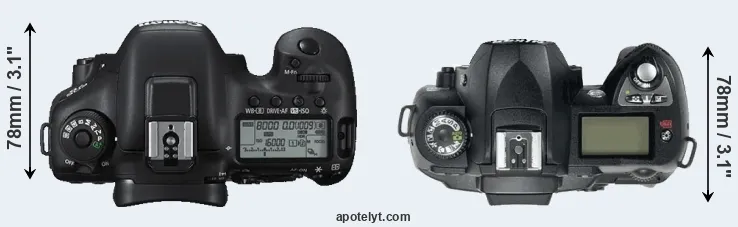 Compare 7D Mark II versus D70 top