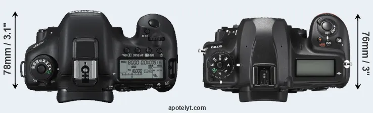 Compare 7D Mark II versus D780 top