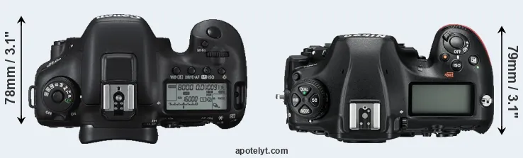Compare 7D Mark II versus D850 top