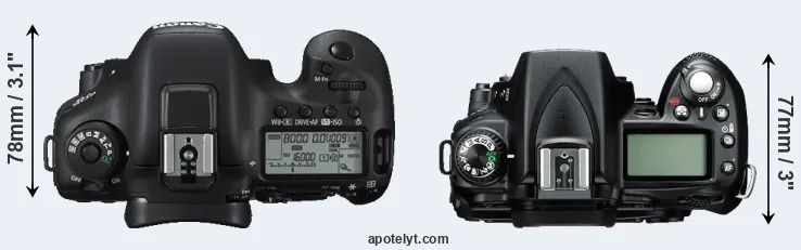 Compare 7D Mark II versus D90 top