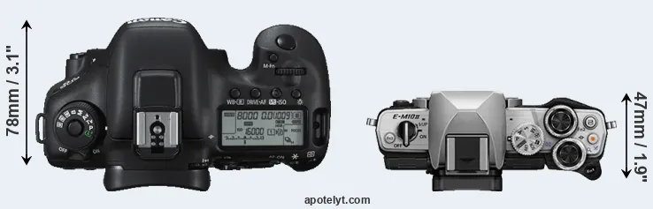 Compare 7D Mark II versus E-M10 II top