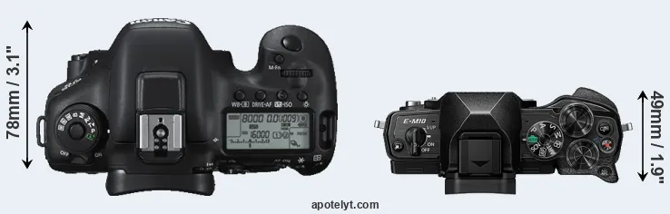 Compare 7D Mark II versus E-M10 IV top
