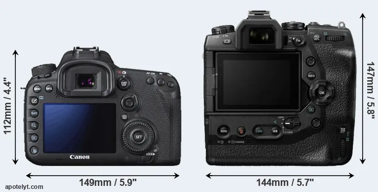 Comparison 7D Mark II or E-M1X rear