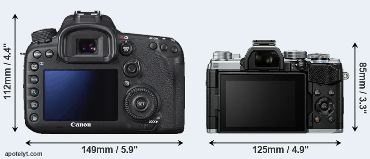 Comparison 7D Mark II or E-M5 III rear